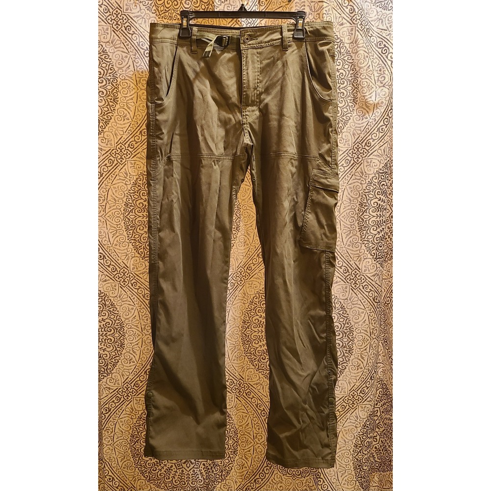 PrAna Stretch Zion Cargo Pants Mens 34x32 Olive Green Hiking Outdoor Straight